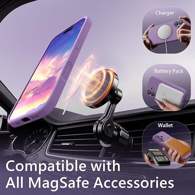 FireNova Magnetic for iPhone 17 Case, Compatible with MagSafe, [Integrated Silicone Camera Control Button] [Camera Protection] Anti-Scratch Microfiber Lining Phone Case, 6.3", Light Purple