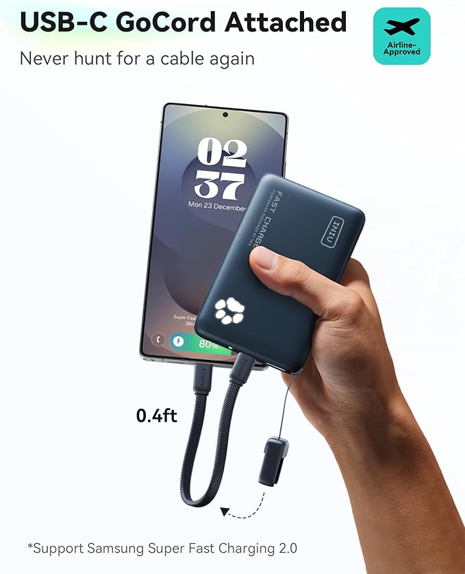 INIU Portable Charger, Ultra Slim 10000mAh 45W PD Power Bank, Fast Charging Mini Battery Pack, Travel Trip Accessories Ship Essentials for College Students Travelers Teen Boys Girls, Blue