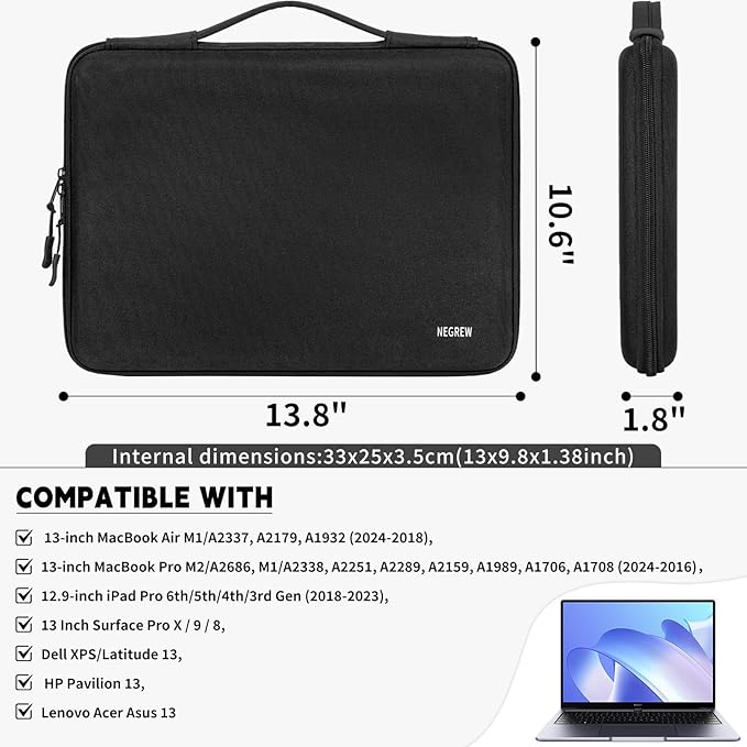 Hard Laptop Sleeve Case Compatible with MacBook Air 13/13.3/13.6 Inch M2/M3 MacBook Pro 13/14 Inch M1/M2/M3