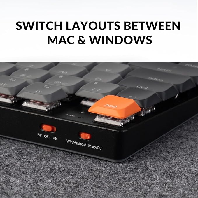 Keychron K3 QMK Ultra-Slim Wireless Mechanical Gaming Keyboard, 75% Layout with Banana Switch, White LED Backlight Rechargeable Wired Bluetooth Professional Office Keyboard for Mac/Windows, Version 3