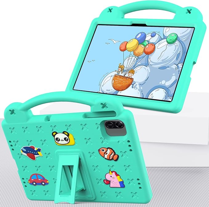 AKABEILA Compatible with Honor Pad X8a 2024/Infinix Xpad 11 inch 2024 Tablet Case, Kids Friendly Universal Lightweight Shockproof Protective Case with Shoulder Strap & Stand Handle Mint Green