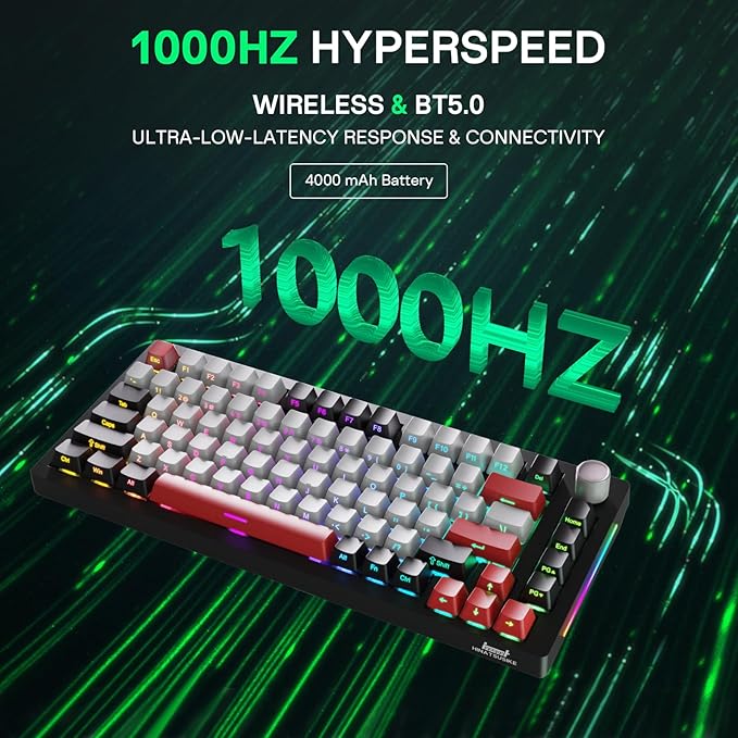 H83 PRO Wireless Mechanical Gaming Keyboard 75% Layout, Gaming Equipment Gasket Mounted - Hot Swappable Cardamom Switches, PBT Keycaps, RGB Backlit, USB-C/2.4G/BT5.0 for Win/Mac/Linux