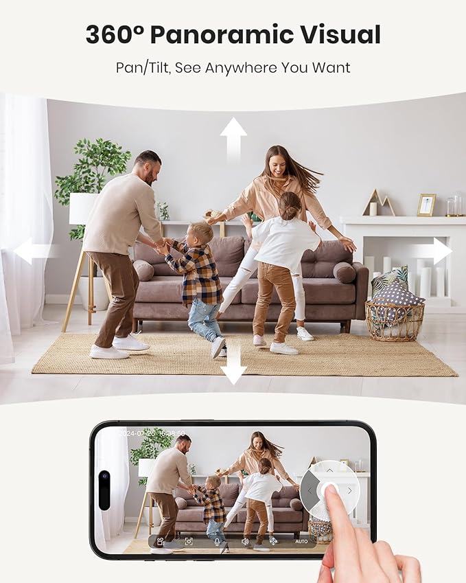 Pet Camera 5MP Indoor Security Camera with Phone App, 360° Pan/Tilt AI Motion Tracking for Dogs/Pets/Baby, 2.4/5GHz WiFi, 2-Way Audio, Night Vision, SD/Cloud Storage, Compatible with Alexa