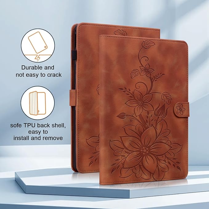 Case for iPad mini 7 2024 A17 Pro/iPad mini 6 2021 8,3 inch, Auto Wake/Sleep Supports Pencil Pro and Pencil(USB-C) Magnetic Clasp Stand, Brown