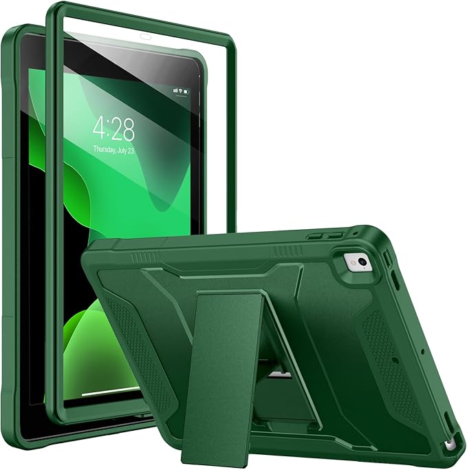 Soke Case for iPad 6th/5th Generation 9.7 Inch 2018/2017,with Built-in Screen Protector and Kickstand, Rugged Full-Body Heavy Duty Protective Cover for Apple iPad Air 2 /Pro 9.7 - Alpine Green