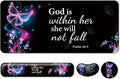 Keyboard Wrist Rest + Mouse Pad with Wrist Support + Desk Mat + Coaster 4 in 1 Set,Desk Matt for Desktop,Cute Large Gaming Ergonomic Mousepad for Computer Laptop Office Home Decor-Purple Butterfly
