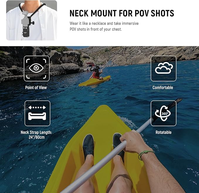 NEEWER Magnetic Neck Mount with Pocket 3 Cage, Flexible Quick Release Action Camera Neck Holder Compatible with Hero 13 12 11 Max DJI Action 5 Pro Insta360 Osmo Pocket 3 Accessory for POV, GP39