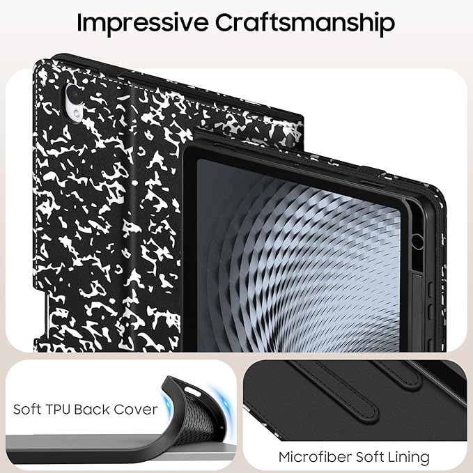 Fintie Case for Samsung Galaxy Tab S11 5G 11 Inch 2025 Model (SM-X730/X736B) with S Pen Holder, Multi-Angle Viewing Soft TPU Back Cover with Pocket, Auto Wake/Sleep, Composition Book