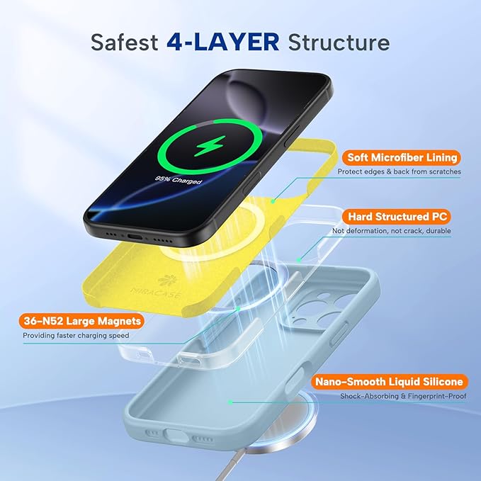 Miracase Magnetic for iPhone 16 Pro Max Case, [Soft Anti-Scratch Microfiber Lining], Compatible with MagSafe, Liquid Silicone Case Shockproof Drop Protection Phone Case for 16 ProMax,Clove Purple