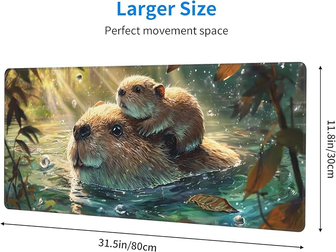 Otter Mouse Pad Extended Large Gaming Mouse Pad XL Stitched Edges for Gamer Home Office 31.5 X 11.8 Inch