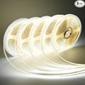 COB LED Strip Lights DC 12V LED Lights Flexible Super Bright LED Strips, 5Pack 16.4FT 6000K Cool White CRI 90+, 480LEDs/m High Density Uniform Light fo Home Room Decor (No Adapter or Controller)