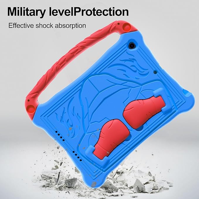 Dteck for iPad Air 3rd Generation and iPad Pro Case 10.5" 2019/2017 Release, Cute Boxing Shockproof Hard Case with Handle/Kickstand/Shoulder Strap, Protective Lightweight Kids-Friendly Cover, Blue