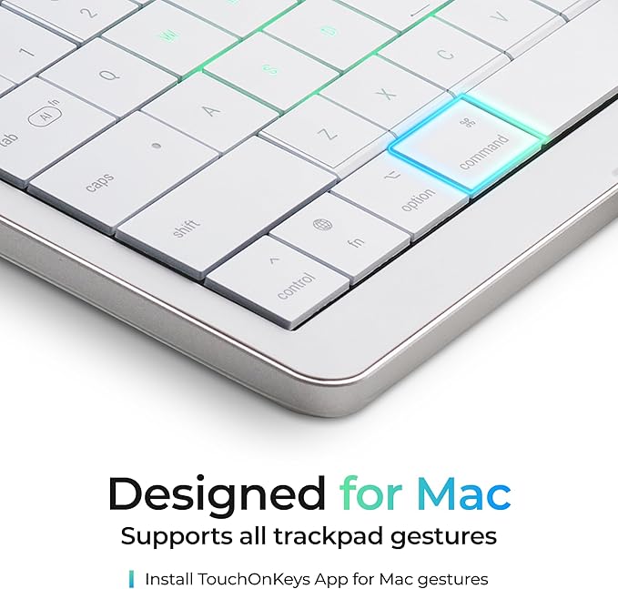 CLVX S Mac | Touch On Keys & Gestures AI Keyboard | Bluetooth & USB-C | Low Profile Silent Scissor Keys | Interactive RGB | Aluminum Chassis | Compatible with Mac/iPad/AppleTV/VisionPro