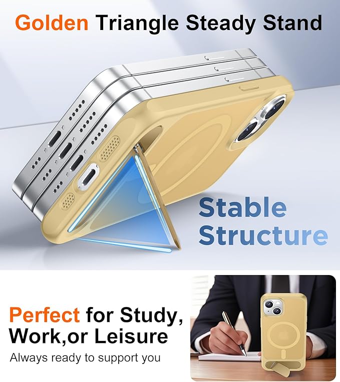 Magnetic Compatible with iPhone 15 Plus Case & iPhone 14 Plus Case, [Built-in Invisible Kickstand][Compatible with MagSafe][Military Grade Shockproof] Slim Translucent Matte Phone Case 6.7"