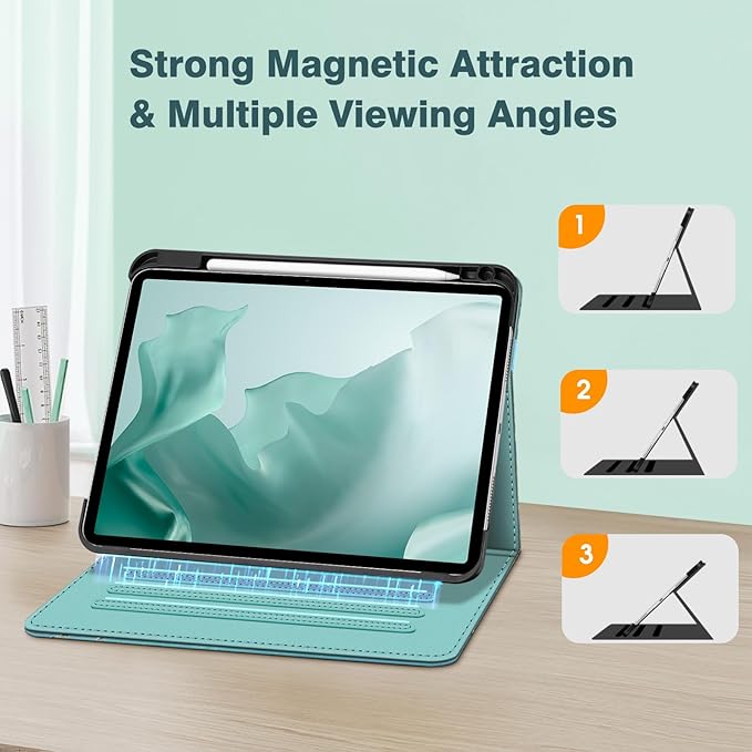 Fintie Folio Case for iPad Pro 11-inch (M5) 2025 / (M4) 2024, Magnetic Multi-Angle Smart Stand Cover with Built-in Pencil Holder & Pocket, Auto Sleep/Wake, Blossom
