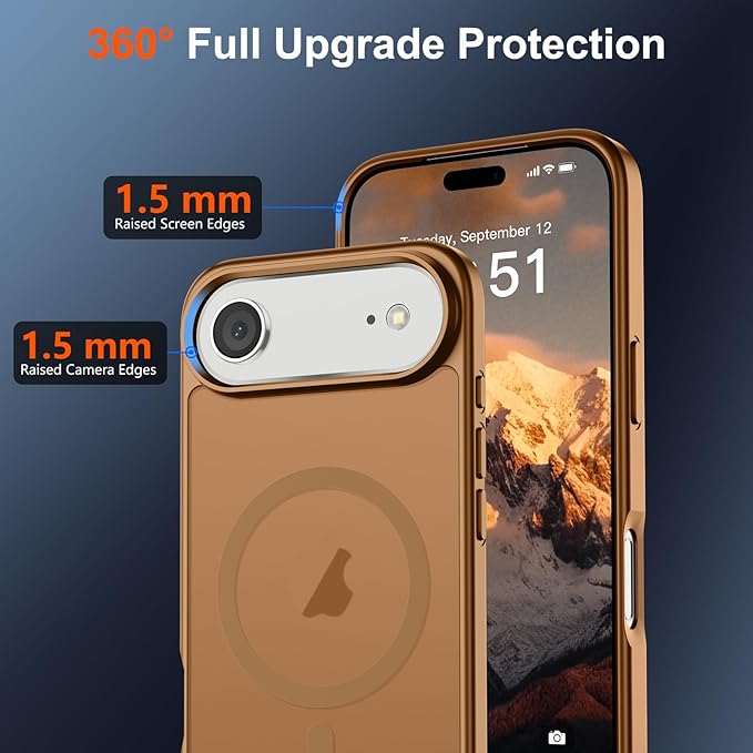 SUPFINE Magnetic for iPhone Air Case (Compatible with MagSafe)(Military Grade Drop Protection) Slim Translucent Matte Shockproof with Anti-Fingerprint Phone Cover for 17 Air,Brown