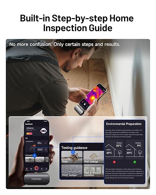 TOPDON TC002C Duo Thermal Camera, Compatible with Any USB-C iPhone, iPad & Android Device, 512 x 384 Super Resolution, 256 x 192 IR Resolution Thermal Imager, -4°F~1022°F Temp Range -Grey