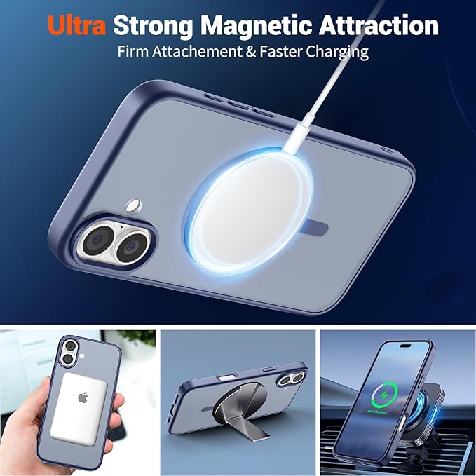 SUPFINE Magnetic for iPhone 16 Plus Case (Compatible with MagSafe) (Military Grade Drop Protection) Slim Translucent Matte Shockproof with Anti-Fingerprint Phone Case,Lavender Gray
