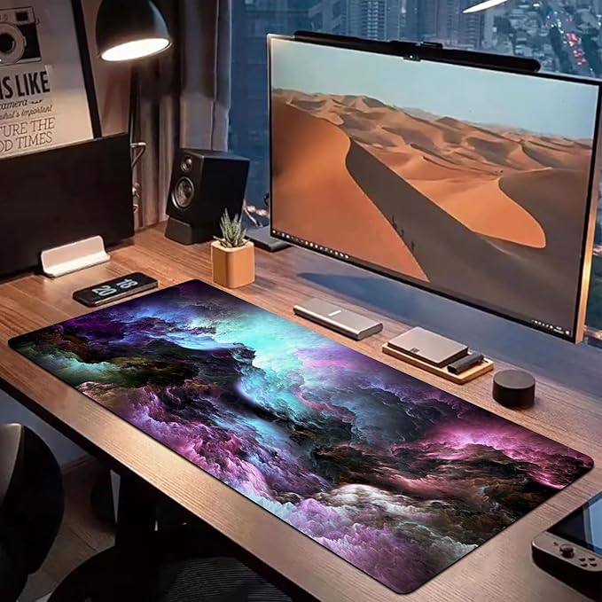 Extra Large Gaming Mouse Pad 31.5"x15.7"｜ Cosmic Colors-Themed XXL Keyboard Pad, Mouse Mat, Desk Pad, Non-Slip Rubber Base & Stitched Edges - Extended Mousepad for PC/Laptop/Office/Home Decor