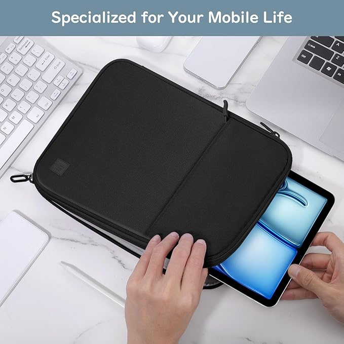Dadanism 9-11 Inch Tablet Sleeve Padded Carrying Case for iPad (A16) 11th Gen 11", iPad 10th Gen 10.9", iPad Air M4/Pro M5 11", iPad Air 5/4, iPad 9/8/7th Gen, Galaxy Tab A11+ Plus 11",Black
