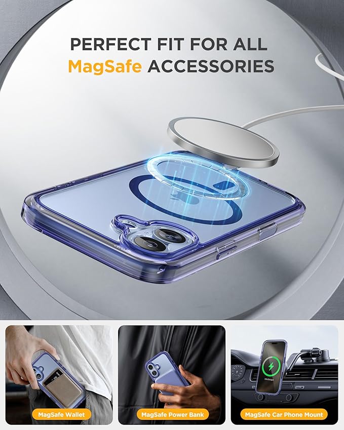 Miracase for iPhone 17 Case 6.3'', Full-Body Bumper Military Drop Protection Outdoor Phone case with Built-in Glass Screen &Camera Control,Easy Installation,No Gap,Compatible with MagSafe, Clear Blue