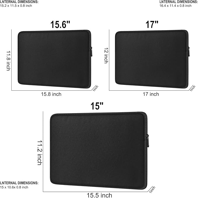 Laptop Case 15 Inch, Shockproof Protective Traveling Computer Bag, Water Resistant Portable Laptop Sleeve Compatible for Lenovo, HP, Dell, Asus, MacBook, Notebook, Black