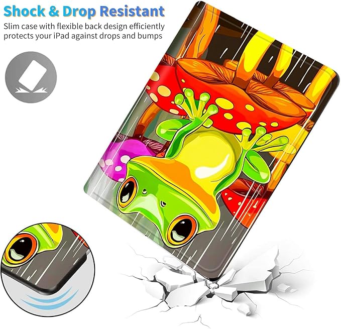 for Kindle Scribe 10.2 Inch 2022/2024 Released Tablet Case, Slim Kickstand Stand Leather Smart Cover with Auto Wake/Sleep, Green Frog Mushroom