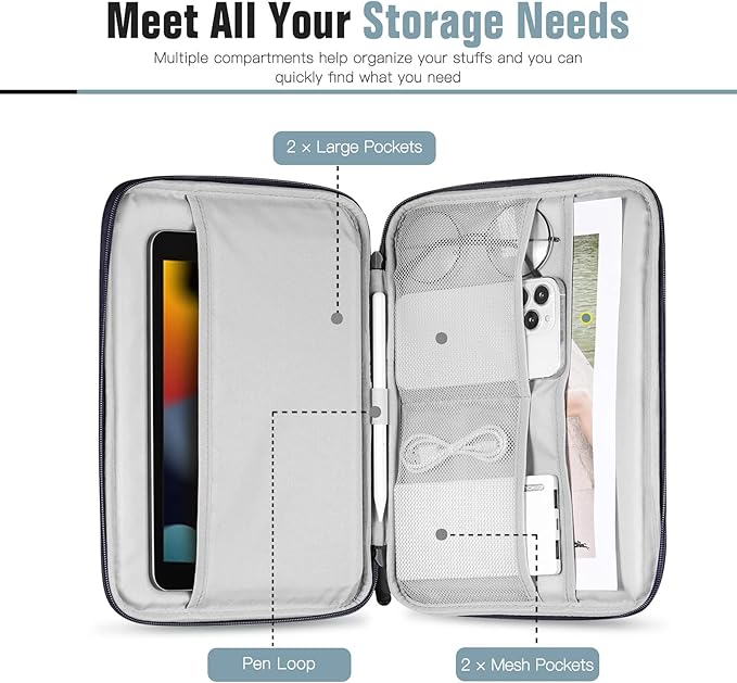 TiMOVO 9-11 Inch Tablet Sleeve with Pocket, Protective Carrying Case for iPad 11-inch A16 2025, iPad 10th Gen 10.9", Air 11"/10.9", Pro 11", Galaxy Tab A9+ 11", Space Gray
