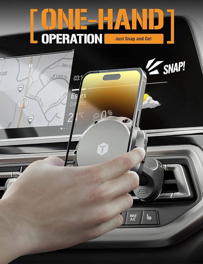 ToughTested MagTough 3-in-1 MagSafe Car Mount - Heavy Duty Magnetic Phone Holder for Truck, Dashboard, Windshield & Vent - 360 Rotation Foldable Support Legs - Universal Fit for iPhone & Android