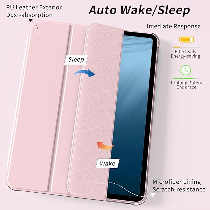 Kenke New iPad Pro 11 Inch Case 4th/3rd/2nd/1st Generation 2022/2021/2020/2018 with Built-in Left Side Pencil Holder, Hard Frosted Back Cover & Colored Edge (Pink)