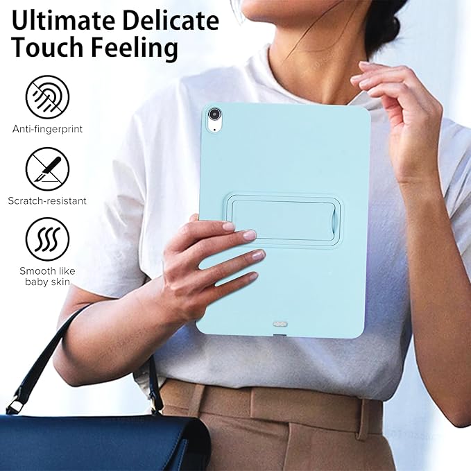 for iPad Air 11-inch M4/M3/M2 (2026/2025/2024) Case, Shockproof Protective Back Cover with Kickstand Slim Shell for Women Men, Lightblue