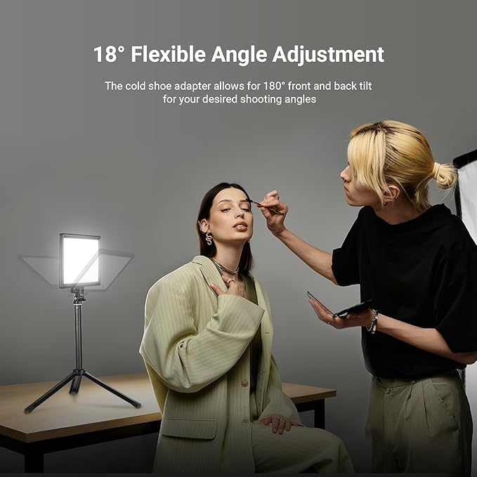 NEEWER Basics 9" LED Light Panel, 3200-5600K Edge Lit Dimmable Camera Soft Key Lighting with Desk Tripod Stand, CRI95+ 800Lux 4000mAh Rechargeable for Photography Video Recording Streaming, NL-120B