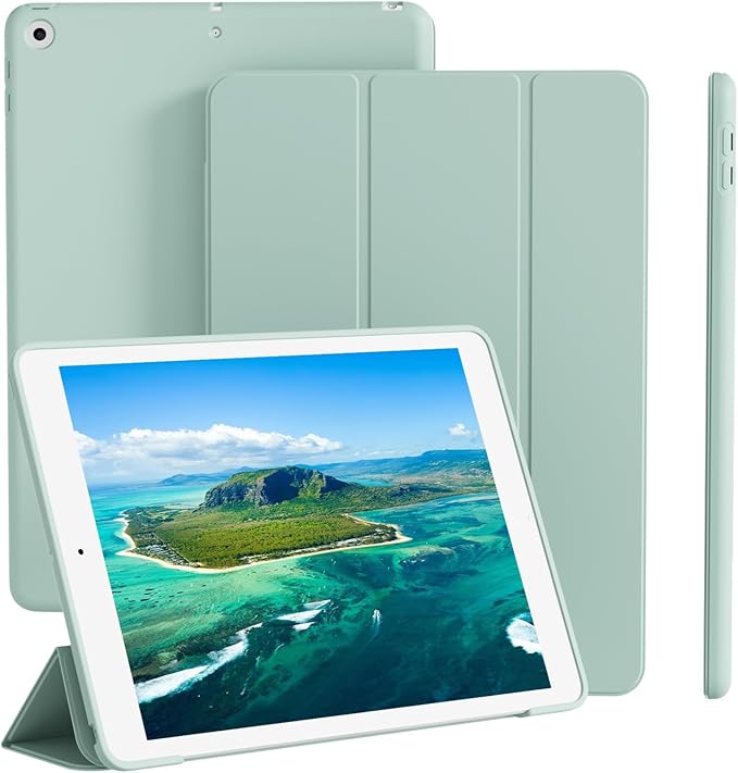 Smart Case for iPad 10.2 Inch 2021/2020/2019, for iPad 9th/8th/7th Generation Without Pencil Holder, Shockproof Cover with Soft TPU Back, Thin& Lightweight, Auto Sleep/Wake, Light Green