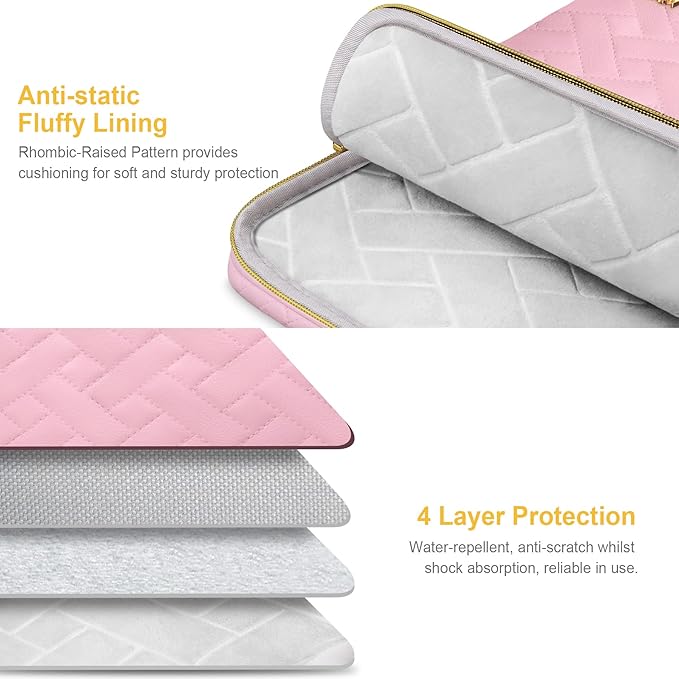 Lacdo Laptop Sleeve Case for 15 inch New MacBook Air M5/A3448 (2026), M4 A3241 2025, M3 A3114, M2 A2941 2024-2023, 15 inch MacBook Pro A1990 A1707 Computer Bag with Accessory Pocket, Sakura Pink