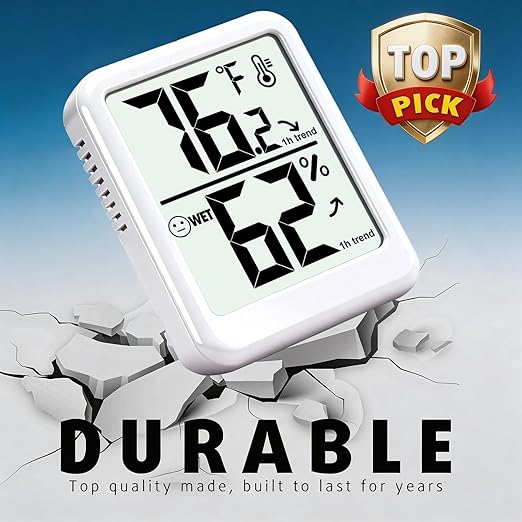 4-Pack Room Thermometer Indoor Hygrometer, Small Digital Temperature and Humidity Monitor Sensor, Temperature Humidity Gauge Meter for Home Baby Room, Plants, Pets - AAA Battery Included
