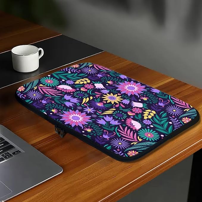 Mandala Flower Laptop Protective Sleeve for Women 15 inch Lap Top Case Portable Computer Sleeve Laptop Protector Zippered Pouches Gifts for Girls Boys Purple
