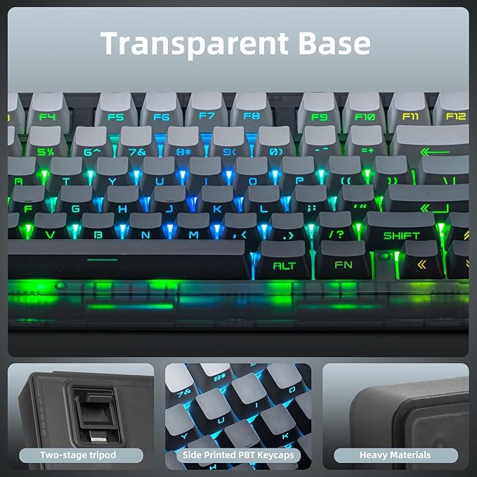 ZORNHER ZH980 Mechanical Keyboard Wireless,95% Black & White Creamy Keyboard with Number Pad,Gaming Keyboard with Number Pad,Lighted Up PBT Keycaps,Creamy Sounding Linear Switches,Full Size