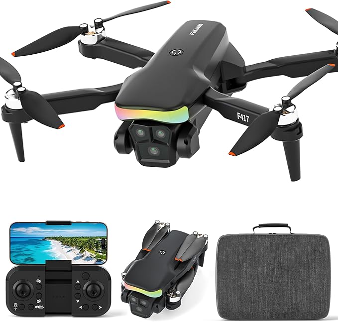 Mini Drone with 1080P Camera for Adults and Beginner,RGB LED Light FPV Drone Quadcopter for Beginners,One Key Take Off/Land Altitude Hold,Optical Flow Positioning Gravity Gesture Control