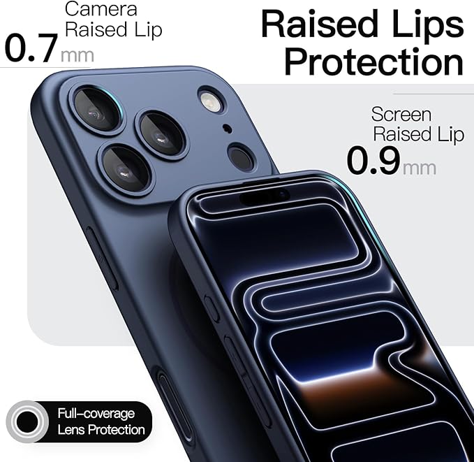 JETech Magnetic Slim Case for iPhone 17 Pro 6.3-Inch, Compatible with MagSafe, Ultra-Thin Lightweight Minimalist Phone Cover with Matte Finish and Full Camera Lens Protection (Dark Blue)