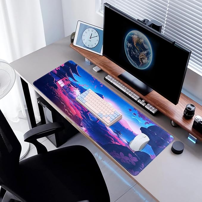 Gaming Mouse Pad XL XXL with World Map(31.5 x 11.8in),Desk Mat&Large Mouse Pad Keyboard Mat 3MM Anti Slip and Waterproof Rubber Mouse Pad(Land of Dreams)