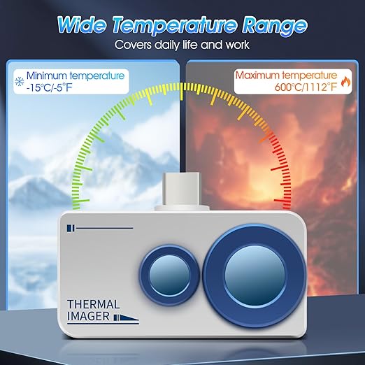 Dual-Spectrum Thermal Camera, Thermal Imaging with 640x480 Visible Light Resolution Thermal Imaging Camera for Android, Intelligent Analysis with APP Multifunctional Handheld Infrared Heat Camera