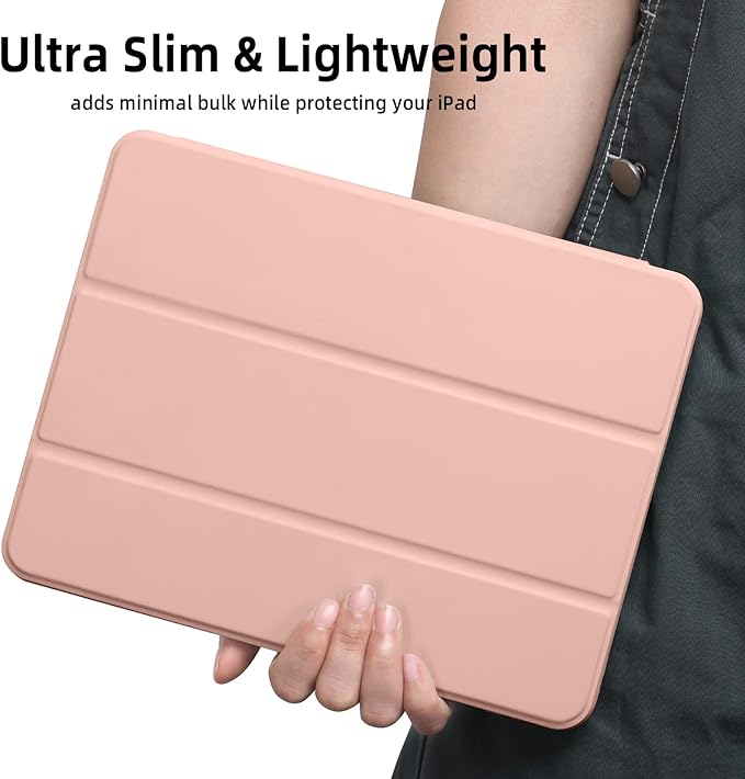 Wenlaty Compatible with iPad Pro 11 Inch Case 4th/3rd/2nd Generation with Pencil Holder, for iPad 11 Pro Case 2022/2021/2020, Slim Protective Cover with Soft TPU Back, Auto Wake/Sleep, Rose Pink
