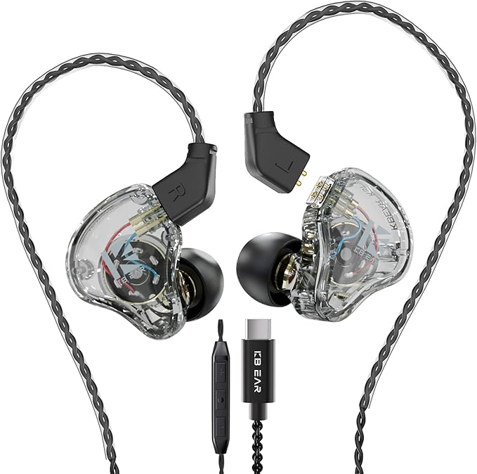 KBEAR KS1 USB C Headphones Crystal Clear Sound Earphones for Samsung Galaxy s23 s22 s21 s20 Ultra, Type C Earphone with Microphone Volume Control for Singers Musician
