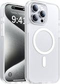 Magnetic for iPhone 15 Pro Max Case[Compatible with MagSafe][Military-Grade Drop Protection][Anti-Yellowing]Shockproof Protective Translucent Matte Cover for iPhone 15 Pro Max Phone Case,White