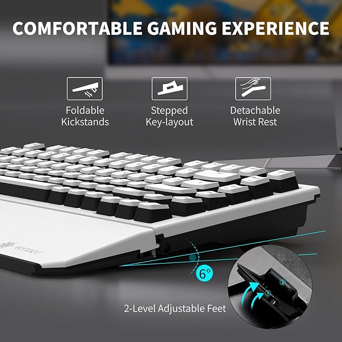 Hexgears X2 TKL Wireless Mechanical Gaming Keyboard with Magnetic Wrist Rest, Dual-Mode 2.4GHz/USB-C Ergonomic Keyboard, Pre-lubed Linear Switches, White LED Backlit Computer Gaming Keyboards
