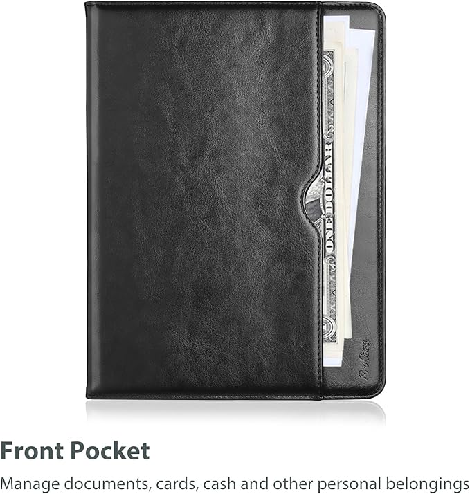 ProCase for iPad mini 7th (A17 Pro) 2024/iPad Mini 6th Generation 2021 8.3 Inch Case; Premium PU Leather Folio Business Stand Cover with Hand Strap; Pencil Holder; Front Pocket -Black