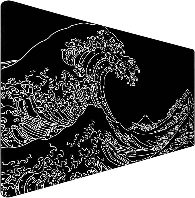 TEDNETGO Extra Large Mouse Pad, Gaming Mouse Pad, Waterproof Extra Large Mousepad with Stitched Edges, Non-Slip Base Keyboard Pad for Gamer, Office & Home, 31.5 x 15.8, Sea Wave