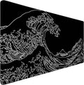 TEDNETGO Extra Large Mouse Pad, Gaming Mouse Pad, Waterproof Extra Large Mousepad with Stitched Edges, Non-Slip Base Keyboard Pad for Gamer, Office & Home, 31.5 x 15.8, Sea Wave