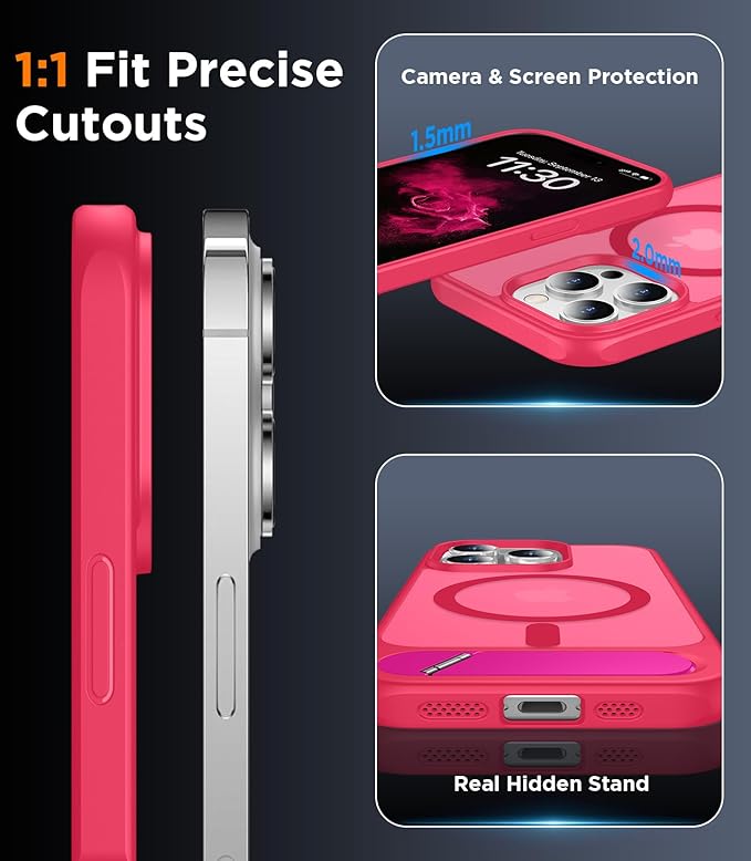 Magnetic Compatible with iPhone 14 Pro Case, [Built-in Invisible Kickstand][Compatible with MagSafe] [Military Grade Shockproof] Slim Translucent Matte Phone Case for iPhone 14 Pro 6.1"