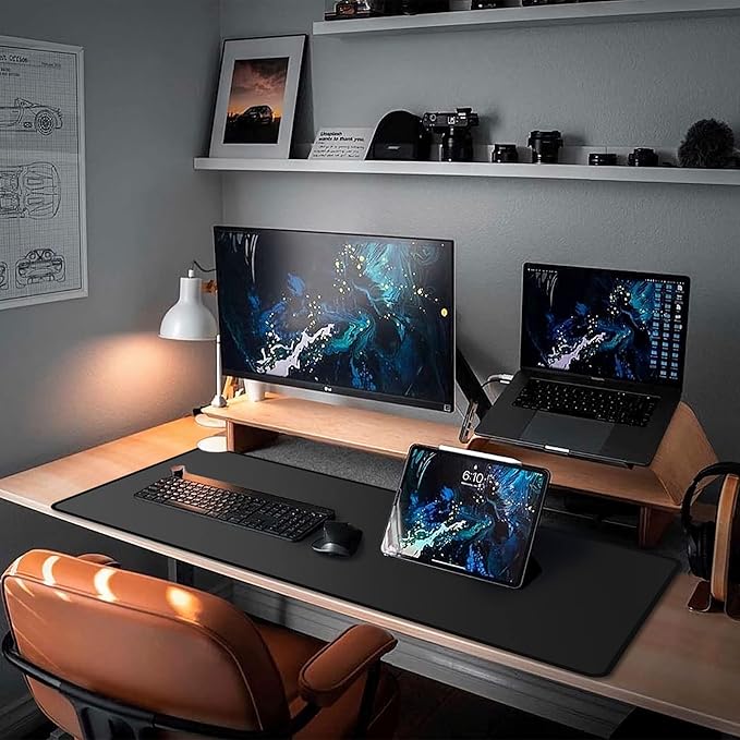 ETZ Large Gaming Mouse Pad,31.5 x 11.8 × 0.12 in with Stitched Edges,Extended Mousepad,Durable Non-Slip Natural Rubber Base,Washable Keyboard Pad,Desk Pad for Gamer,Office & Home,Black.